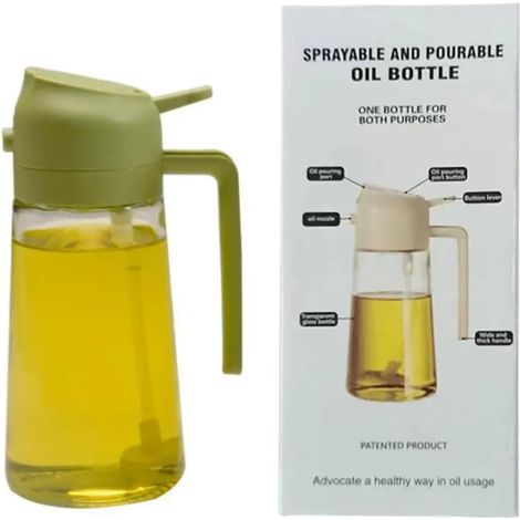 Générique Vaporisateur d'Huile Cuisine 470ml, Spray Réutilisable pour Cuisson et Salade, 2 en 1 (Vert) (1/5)