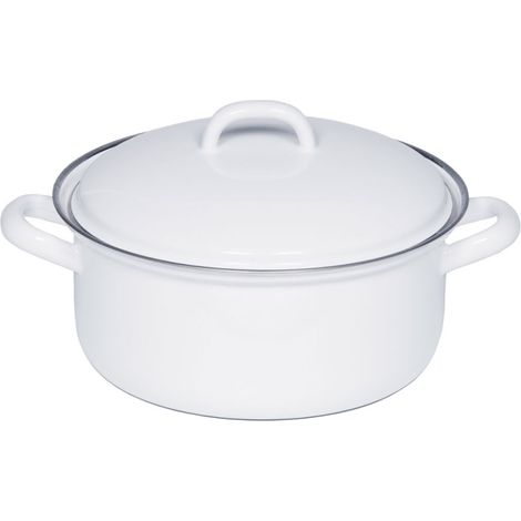 Riess Kasserolle mit Deckel Ø22cm 3L Weiss Emaille