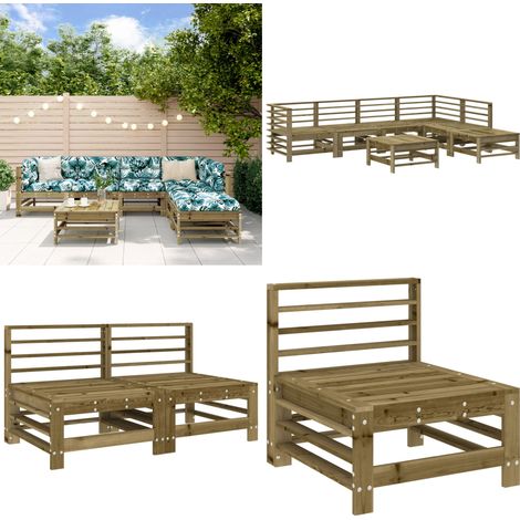 7-tlg. Garten-Lounge-Set Kiefernholz Imprägniert - Gartenmöbel - Loungesessel - Rattan Möbel - Outdoor Furniture - Kiefernholzmöbel - Home & Living
