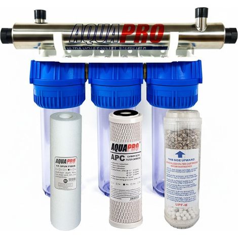 Station de filtration UV reminéralisante eau de pluie – Filtration 20 µm – Débit 6 GPM – Acier inox 304 – Reminéralisation naturelle