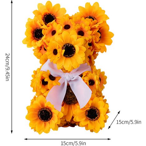 Ornements de poupée ours tournesol 2024, poupée tournesol d'automne, décorations de fenêtre pour Thanksgiving (1/5)