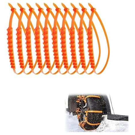 Car Snow Chains, Universal Non-Slip Snow Chain, Winter Tires Non-Slip Chains, Adjustable, for Cars, Trucks, SUVs, Motorcycles, Bikes, 10 Pcs (1/5)