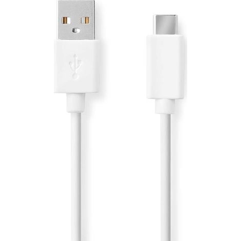 Cable usb usb 20 usb a macho usb c macho 60w 480mbps niquelado 200 metros redondo pvc blanco caja