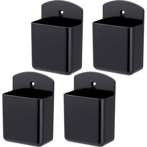 4 self-adhesive storage boxes, self-adhesive remote control holders, wall mount for remote control, black pencil box for brushes and pens (1/5)