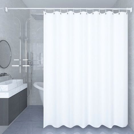 Tenda da doccia in tessuto impermeabile, morbida al tatto, leggera, singola, 180 cm di larghezza x 200 cm di altezza, bianco brillante (1/5)