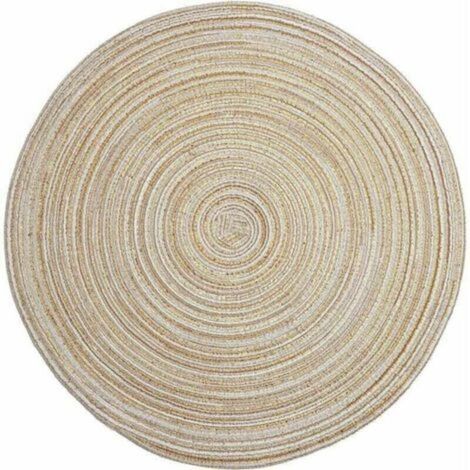 Lot de 6 sets de table ronds, lavables et résistants à la chaleur (beige) (1/4)