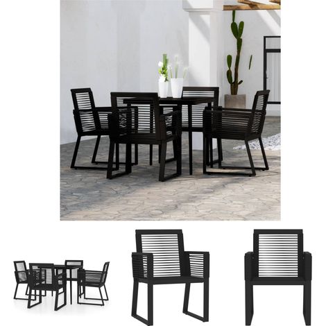 Gartenstühle - vidaXL 5-tlg. Garten-Essgruppe Schwarz - Außenmöbel (1/5)