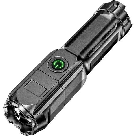 Lampe torche télescopique à LED haute puissance, rechargeable par USB, batterie 18650 intégrée, étanche. (1/5)
