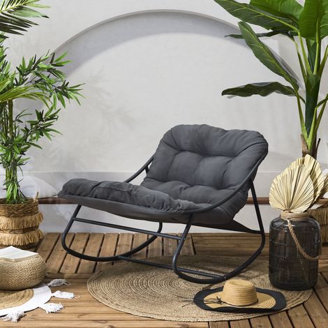 Fauteuil à Bascule - HOME DECO FACTORY - Tenerife - Confort - Beige (1/5)