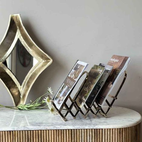 Porte revue aluminium doré 64x13x26cm (1/2)