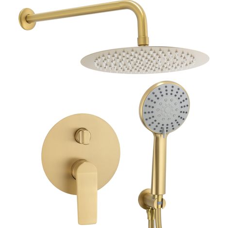 Ducha empotrada oro mate 25 cm monomando de pared Vaca de Valaz