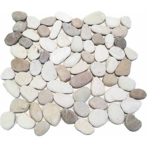 Mosaïque pour sol en galets 30x30cm – Anti-dérapant R10 – Pierre pour espaces humides – Prix à l'unité – (1/3)