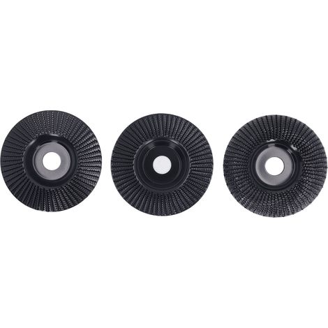 Juego de 3 discos de acero al carbono para tallar madera, planos, angulares y arqueados, para amoladora angular, 125 mm, negros. (1/5)
