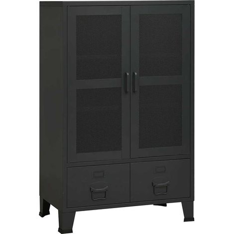 Storage Chest  Black  Metal  70 x 40 x 115 cm  Industrial vidaXL