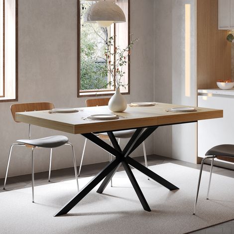 Table à manger, naturel, 180 cm, pour cuisine et salle à manger, pour 4 à 6 personnes, adapté cuisine et salon, style moderne
