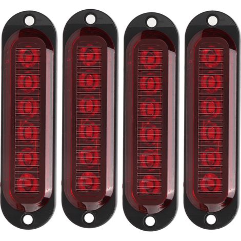 Feux latéraux camion 4 pièces, 90LM haute luminosité, IP65 étanche, 6 LED, lampe de secours 12-24V rouge, signalisation véhicule utilitaire (1/5)