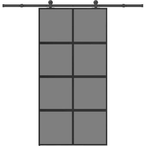 Schiebetür mit Beschlag 102,5x205 cm Hartglas und Aluminium