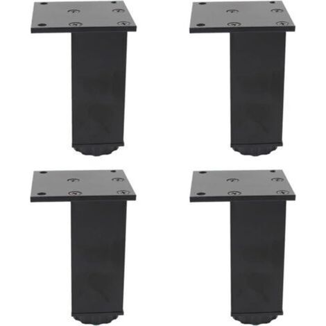 Pieds de meubles carrés, noirs, 6,86,810 cm, 4 pieds réglables en alliage d'aluminium, pieds de canapé. (1/5)