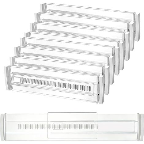 8 verstellbare Schubladeneinteiler aus Kunststoff (30–50 cm), für Auszugsschubladen, verstellbarer Schubladenorganizer für Kleidung, Küche, Büro und Aufbewahrung