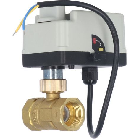 Vanne à bille motorisée normalement fermée IP54, corps en laiton, coque ABS, 2 voies, électrique DC12-24V DN20 3/4 pouces (1/5)