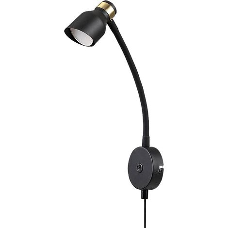 Lampada da parete LILOU GU10 1X max.25W metallo oro, nero H:37,5cm Ø5,5cm con interruttore (1/5)