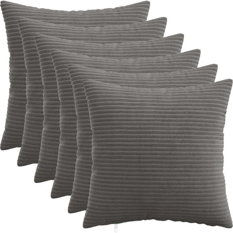Housse de coussin 6 pcs HEERLEN Gris foncé 30 x 30 cm vidaXL