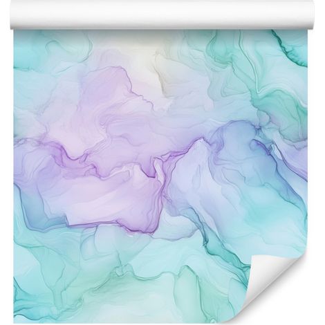 Carta da parati Ink color celadon, azzurro e lavanda per soggiorno e camera da letto, 50x1000 cm (1/5)