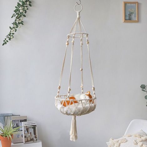 Tassel Macramé Suspendu Chat Hamac Tissé À La Main Chat Panier Lit Chat Balançoire Lit Maison Chats pour Fenêtre Intérieure (1/5)