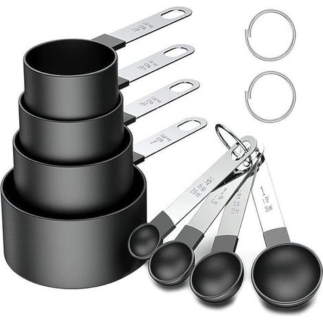 Measuring Cups,Set of spoons dispensers,8PCS spoon to measure and Cup to measure with handles stainless steel (1/4)