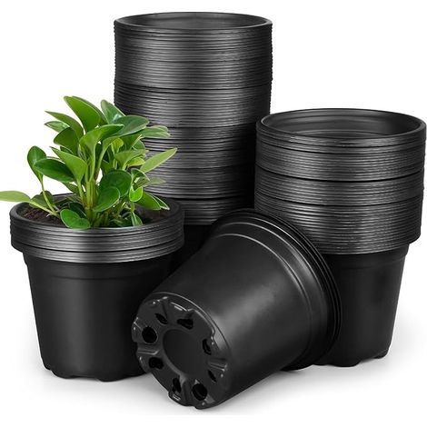 100 Pièces Pots de Fleurs en Plastique, 10CM Jardinière Légers pour Semis Conteneur pour Semis de Pépinière pour Légumes Fleurs Herbes Aromatiques Boutures et Plantes Succulentes (10cm x 8,5cm) (1/5)