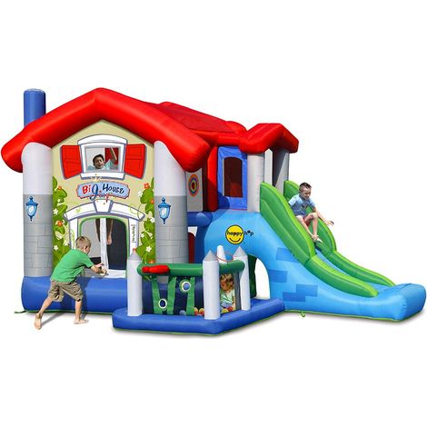 Castello Giostra Gonfiabile Big House con Scivolo Pompa Inclusa Happy Hop (1/5)