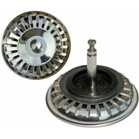 Universeller 7,6 cm (Ø80 mm) Korbsieb-Abfluss, geeignet für Spülbecken mit versetzter Steuerung, aus Edelstahl. (1/5)