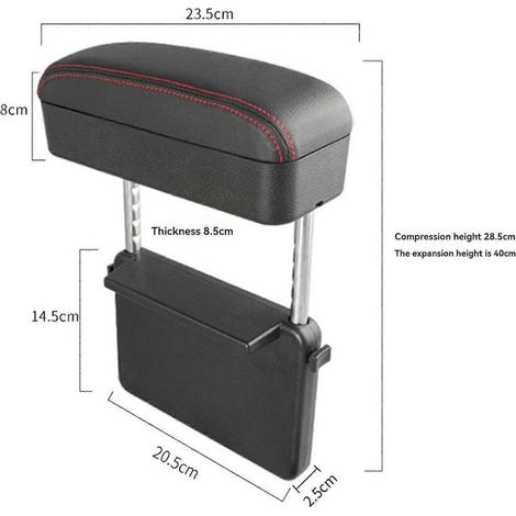 Coussinet de support d'accoudoir et repose-coude avec organiseur de rangement pour console - Noir et blanc (1/5)