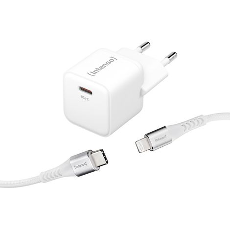 Intenso W30C GaN + C315L USB Ladegerät 30 W 1x USB-C®, 1x Apple Lightning Weiß Innenbereich GaN, US (1/5)