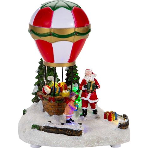 Jeffergarden Décoration de table de Nol lumineuse à LED en résine - Snack Shop - Voiture vintage - Ballon à air chaud - Ornements de bureau - Décorations d'intérieur de vacances - Cadeaux-DOU