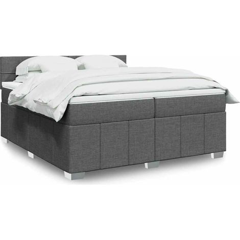 Boxspringbett mit Matratze Dunkelgrau 200x200 cm Stoff