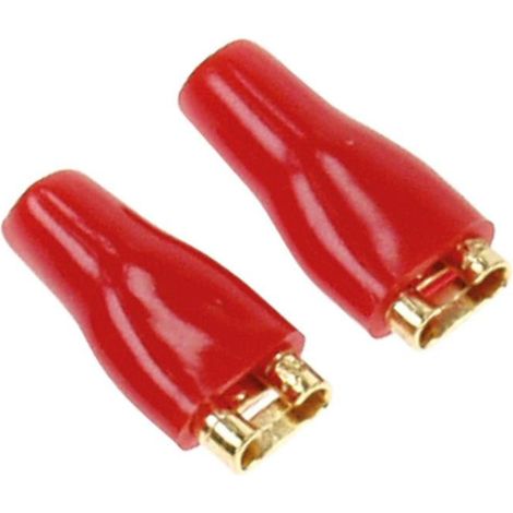 50x Connecteurs plats 4.8mm dore isole rouge - femelle