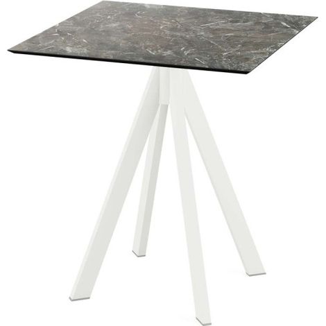 Infinity table de bistrot avec piètement blanc + plateau HPL Galaxy Marble 70x70 cm - Feros (1/3)