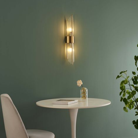 Kosilum – Applique murale art déco en cristal 60 cm – Eclairage chaleureux – Culot E14 – Pour salon et entrée – Design élégant
