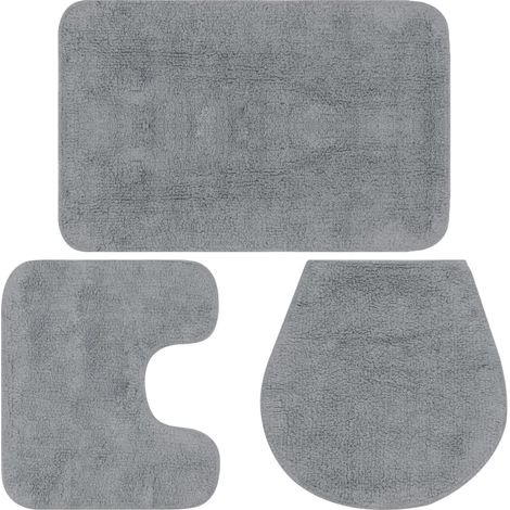 Set di 3 tappeti da bagno in tessuto grigio 020005725