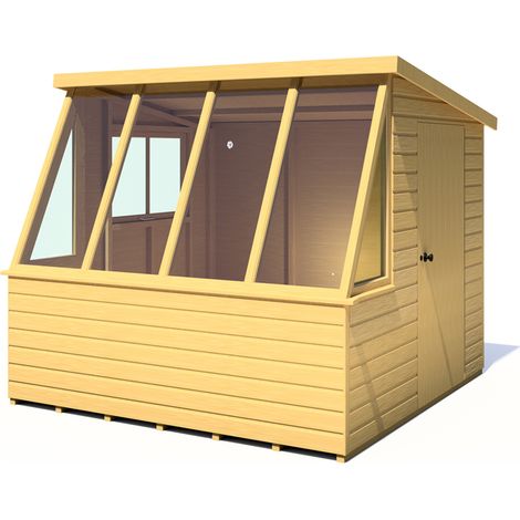 Iceni 8 x 8 Feet Potting Shed Pre Hung Doors with Opening Glass Side Window Style B