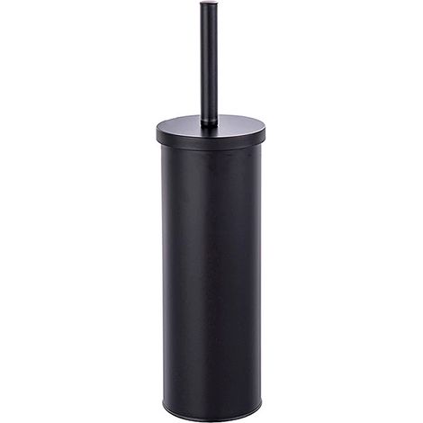 Porte-balai WC fermé, porte-balai WC design fermé avec brosse noire et tête de brosse remplaçable Ø 9,5 cm, Acier, (1/4)