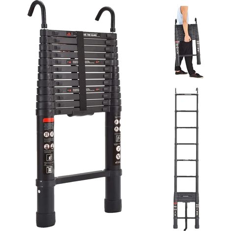 Échelle télescopique, construction en aluminium, charge de 150 kg, verrouillage de sécurité en hauteur et stabilité antidérapante pour un usage domestique et professionnel, 20.3ft 6.2M (1/5)