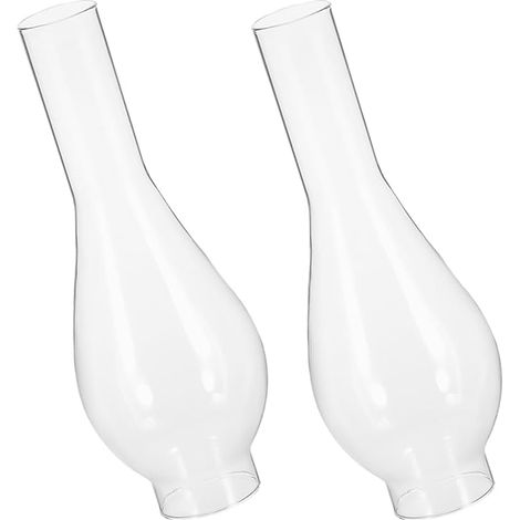 Set of 2 Lampshades Lamp Chimney Replacement Candle Holder Fireplace Clear Lamp Shade Lamp Replacement Lamp Shade (1/5)
