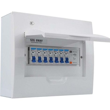 Disjoncteur 6 voies, protection contre les fuites, 63 A, 30 mA, RCd4MCB (3 x 6A, 2 x 16A, 1 x 32 A) (1/4)