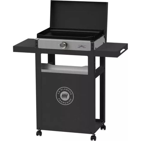 Le Marquier Plancha Elettrica La Plancha Française 150 Duo con Carrello, Coperchio e Ripiani – Barbecue a piastra (1/2)
