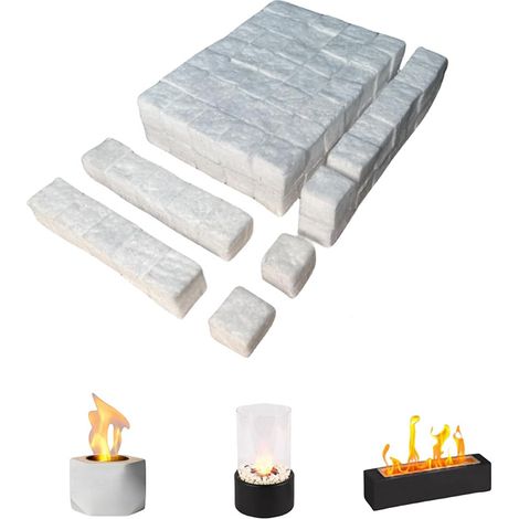 Blocs de fibres céramiques pour cheminée, mèches en laine céramique portables adaptées aux cheminées de table et au combustible à l'éthanol (1/5)