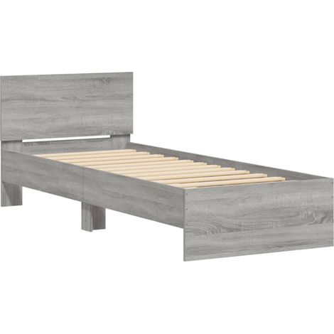 Bettgestell mit Kopfteil Grau Sonoma 90x190 cm Holzwerkstoff vidaXL862659