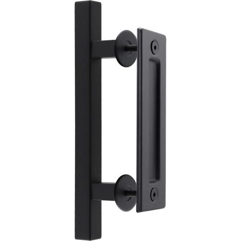 30 cm Poignée Porte Coulissante, Ronde Poignée de Porte Noire Poignée pour Portails, Garages, Armoires (1/5)
