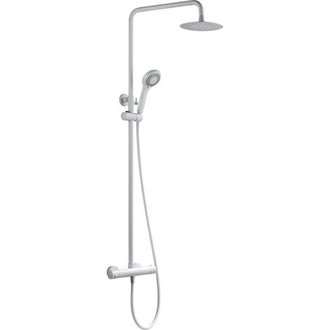 Colonna Doccia con Termostatico  Modello KENT  Doccia a soffione di dimensione Standard  Colore Bianco Finitura Opaca [IMEX®] (1/2)